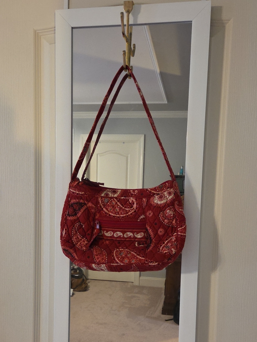 Vera Bradley Red Quilted Paisley Shoulder Bag